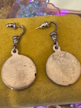 Load image into Gallery viewer, Vintage Sterling Silver FOB Clip &amp; Luggage Tag Disc Converted Dangle Earrings with Space for Engraving Monogram
