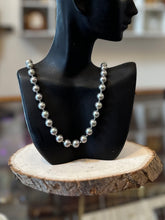 Load image into Gallery viewer, Vintage Majorica Faux Silver Pearl Necklace Hand Knotted 800 Silver Clasp
