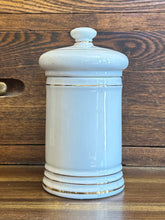 Load image into Gallery viewer, Vintage Porcelain Medicine Pharmacy APOTHECARY Jar w/ Lid Ascriptin 1940s Japan
