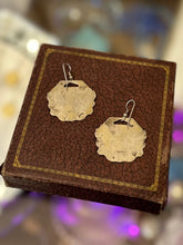 Load image into Gallery viewer, Vintage Sterling Silver Monogrammed GR Floral Embossed Hexagonal Luggage Tag Converted Dangle Earrings
