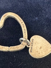 Load image into Gallery viewer, Vintage Signed Tiffany &amp; Co. 925 Sterling Silver Heart Shaped Key Chain Key Ring with Heart Charm
