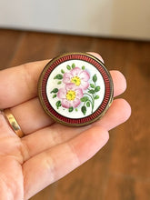 Load image into Gallery viewer, Vintage 1930s Art Deco Czech Guilloche Enamel Floral Mirror Compact Made in Czechoslovakia
