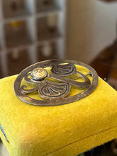 Load image into Gallery viewer, Signed Steve STAMAS Sterling Silver &amp; 14k Gold Filled Abstract Oval Brooch Pin
