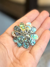 Load image into Gallery viewer, Vintage Early TAXCO Mexico Pre-1950 Signed Abalone Sterling Silver Flower Rosette Brooch or Pendant
