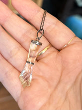 Load image into Gallery viewer, Vintage 800 Silver Clear Quartz Figa Fist Mano Fica Pendant on Sterling Silver Chain Necklace 16.9”

