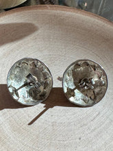 Load image into Gallery viewer, Vintage Midcentury Signed JJ Native American Sterling Silver Black Onyx Cabochon Etched Circle Earrings Studs

