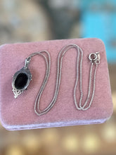 Load image into Gallery viewer, Vintage Signed Kabana KBN Sterling Silver &amp; 14K Black Onyx Pendant Necklace 17”
