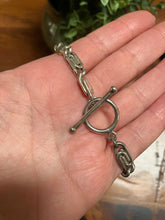 Load image into Gallery viewer, BRENDA SCHOENFELD Sterling Silver ID Bracelet Snail Chain Toggle Mexico &#39;90s Men
