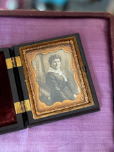 Load image into Gallery viewer, Antique Woman Daguerreotype Ambrotype Gutta Purcha Case Burgundy Velvet Photograph Portrait
