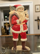 Load image into Gallery viewer, Vintage 1940s German Christmas Embossed Die Cut Cardboard Santa Claus Standup Decoration | Made in Germany
