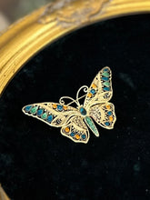 Load image into Gallery viewer, Vintage 1960s Midcentury Unsigned ALICE CAVINESS Sterling Silver Germany Gold Vermeil &amp; Enamel Butterfly Brooch
