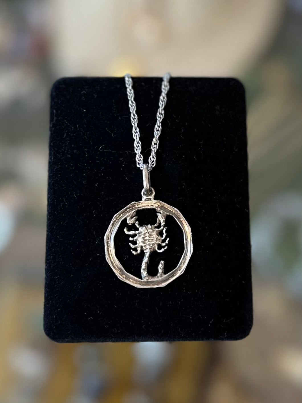 Vintage Sterling Silver Scorpion Zodiac Scorpio Pendant Necklace 24.25”