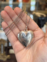 Load image into Gallery viewer, Vintage Italy Sterling Silver Large Slim Puffy Heart Box Chain Pendant Necklace 24.5”
