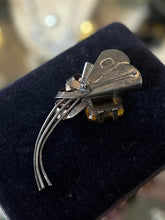 Load image into Gallery viewer, Vintage 1940s Signed BROOKRAFT Rose Gold Sterling Silver Faceted Yellow Topaz Glass Rhinestone Statement Brooch
