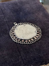 Load image into Gallery viewer, You Pick! Vintage Midcentury Coin Pendants Silver Tone | 1973 Queen Elizabeth 50 Pence or 1964 Ike Dollar John F. Kennedy JFK
