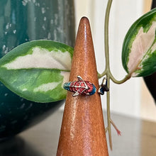 Load image into Gallery viewer, Adjustable Silver Tone &amp; Enamel Koi Fish Ring
