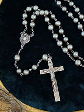 Load image into Gallery viewer, Vintage All Sterling Silver Bead Rosary Crucifix Religious 19.9” 37.89g
