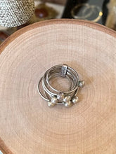 Load image into Gallery viewer, Vintage 925 Sterling Silver Mexico Stack Rings Bead Balls Seven Bands Spinner Size US 6
