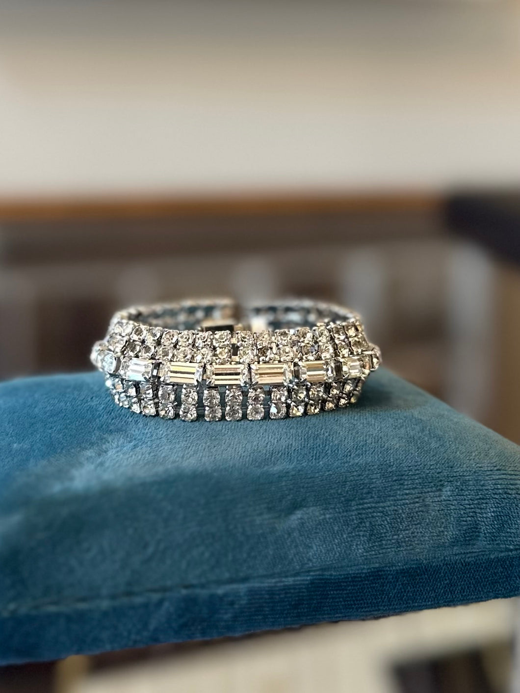 Vintage 1950s Dazzling Diamanté Rhinestone Bracelet Statement Evening Jewelry