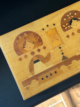 Load image into Gallery viewer, Vintage 1980s USSR Russian Wooden Marquetry Inlay “Three Girls Under the Window” Rectangular Hinged Box 11.9x4.9”

