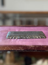 Load image into Gallery viewer, Antique Victorian Engraved Our Darling Metal Casket Plate Scroll Design Silver Tone 4x2 Mourning
