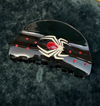 Load image into Gallery viewer, Black Widow Spider Red Rhinestone Hair Claw Clip
