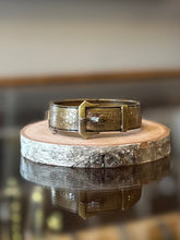 Load image into Gallery viewer, Antique Victorian Signed Brass &amp; Black Enamel Floral Scroll Engraved Belt Buckle Bangle Bracelet 19th Century
