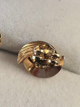 Load image into Gallery viewer, Vintage 1980s 14k Yellow Gold &amp; Genuine Ruby Modernist Stud Earrings Pierced
