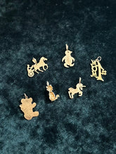 Load image into Gallery viewer, You Pick! Vintage 14k Yellow Gold Charms Pendants | Penguin, Chariot, Cat, Teddy Bear, #1 Mom, Unicorn
