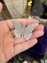 Load image into Gallery viewer, Vintage Midcentury Signed BEAU Sterling Silver Brushed Butterfly Brooch
