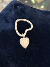 Load image into Gallery viewer, Vintage Signed Tiffany &amp; Co. 925 Sterling Silver Heart Shaped Key Chain Key Ring with Heart Charm
