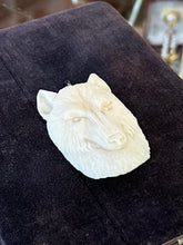Load image into Gallery viewer, OOAK One of a Kind Handcarved Bone Artisan Wolf Face Wolf Head Pendant
