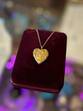 Load image into Gallery viewer, Vintage WWII Era 1940s Sweetheart Gold Filled Heart Locket on Dainty Gold Plated Sterling Silver Chain Pendant Necklace 17.75”
