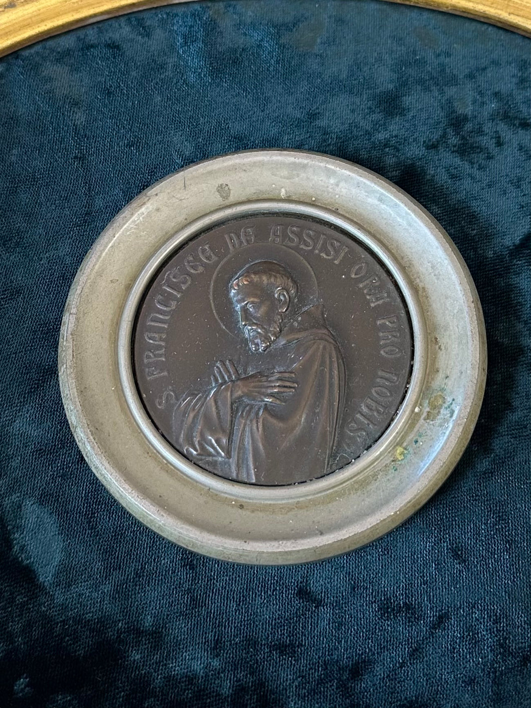Antique Art Deco 1920s Religious Wall Medallion St. Francis of Assisi VII Centenario 1226-1926 Made in Germany