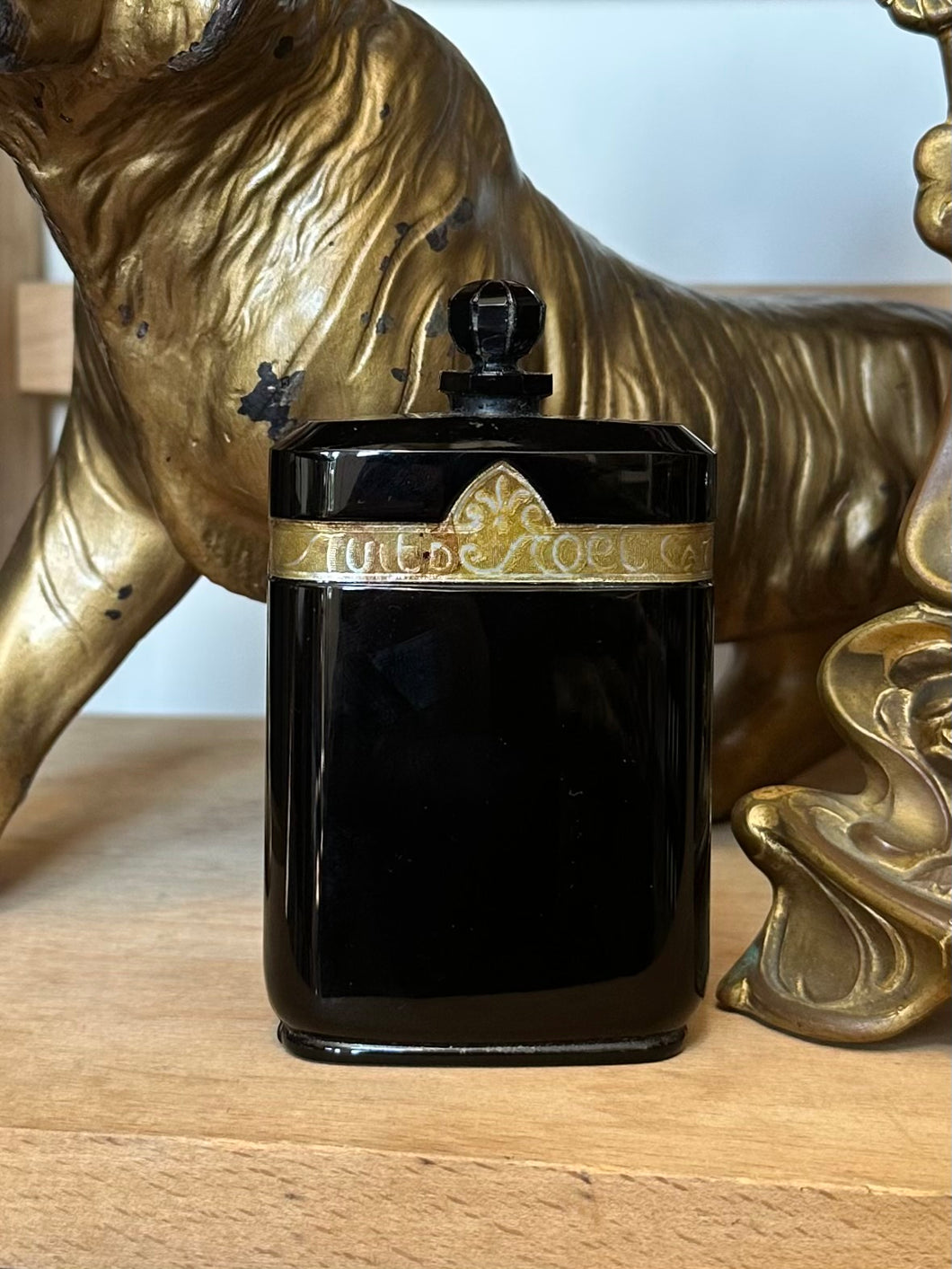 Vintage Caron Nuit de Noel Perfume Bottle France 1920s Art Deco Black Glass