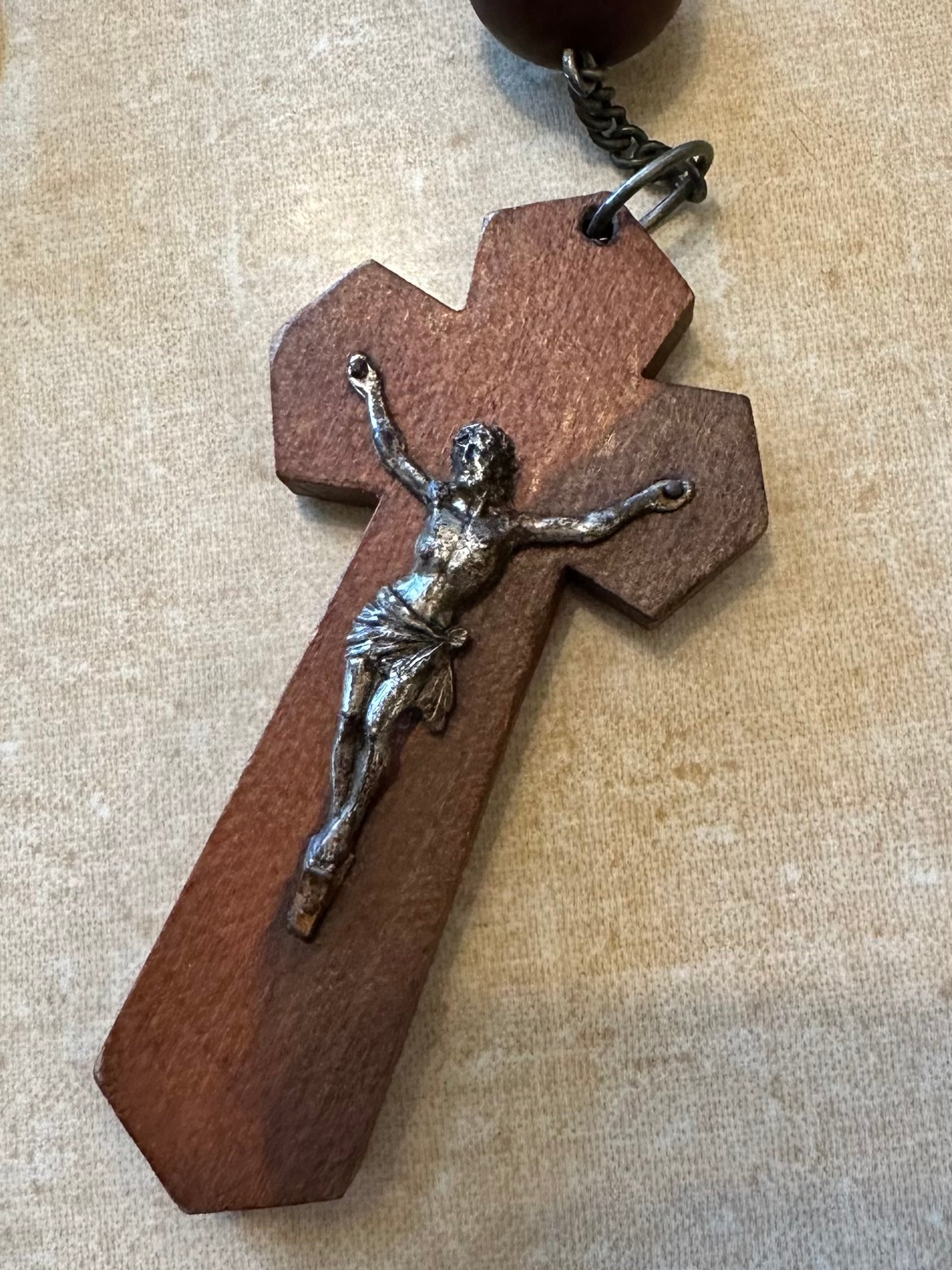 Vintage 1930s St Ann De Beaupre Large Wood Wall or Habit Rosary