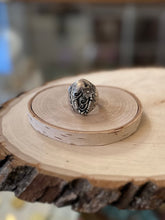 Load image into Gallery viewer, Vintage Native American Navajo Signed BJ Benjamin James Sterling Silver Chunky Leaf Flower Tendril Raindrop Ring US Size 11.5
