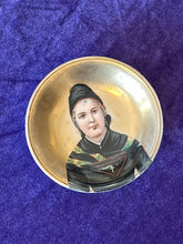 Load image into Gallery viewer, Antique European Hand Painted Victorian Mourning Portrait Decorative Porcelain Trinket Dish 3.5”
