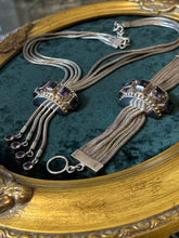 Load image into Gallery viewer, Chunky Sterling Silver &amp; Genuine Amethyst Multi Strand Statement Necklace and Bracelet Set
