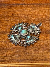 Load image into Gallery viewer, Vintage JGD Matl Mexican Sterling Silver Genuine Turquoise Cross Amulet Pendant

