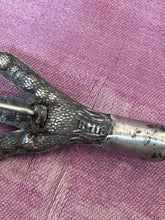 Load image into Gallery viewer, Vintage R118 Silver Tone Scottish Mizpah Grouse Claw Stickpin Brooch with Faceted Orange and Yellow Glass Stones
