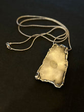 Load image into Gallery viewer, Vintage Unsigned Brutalist Abstract Reticulated Sterling Silver &amp; Faceted Aquamarine Dragonfly Wing Pendant Necklace 30”
