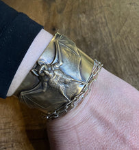 Load image into Gallery viewer, Handmade Gothic Solid Brass Bat Wide Cuff Bracelet - Lucretia
