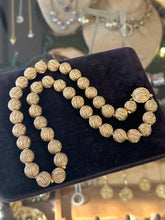Load image into Gallery viewer, Vintage Early Midcentury 1950s Signed Francois Textured Gold Tone Beaded Necklace 18.5”
