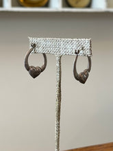 Load image into Gallery viewer, Vintage Sterling Silver 925 Heart Hoop Earrings Silver Hoops
