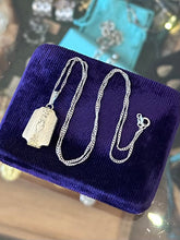 Load image into Gallery viewer, Vintage Signed HFB Art Deco Gold Filled Two Tone Locket with Hair Inside on Sterling Silver Chain Necklace 18”
