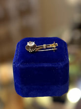 Load image into Gallery viewer, Vintage 1930s 1940s Art Deco Gold Filled &amp; Faceted Glass Rhinestone Halley’s Coment Brooch Pin
