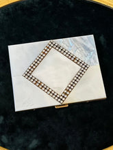 Load image into Gallery viewer, Vintage 1950s Midcentury New Old Stock MARHILL Mother of Pearl Rhinestone Jewelled Gold Tone Cigarette Case Compact
