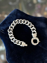 Load image into Gallery viewer, Vintage 1990s Heavy Sterling Silver 925 Flat Curb Link Chain Bracelet Unisex or Men’s 7”
