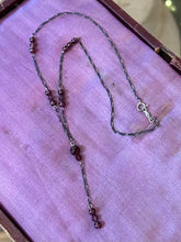 Load image into Gallery viewer, Vintage Dainty Sterling Silver Figaro Genuine Faceted &amp; Polished Garnet Bead Lariat Y Necklace 15.5”
